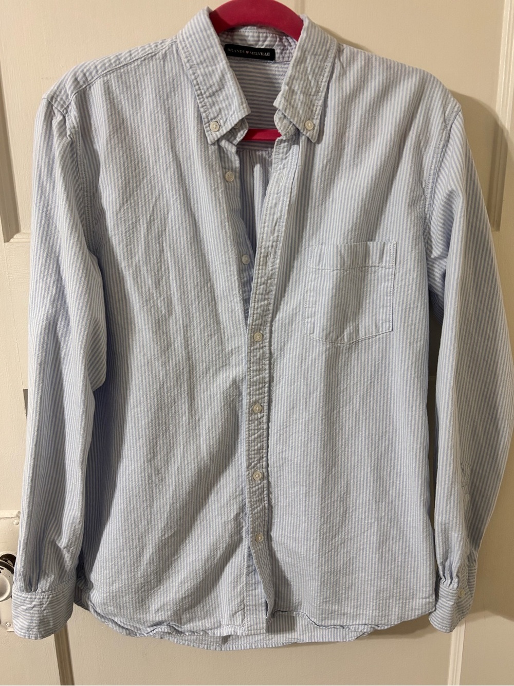 Brandy Melville blue striped oxford fits M cotton